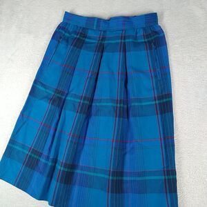 Vintage Pendleton Pure Virgin Wool Career Midi Skirt Size 8 Blue Plaid Knee*read